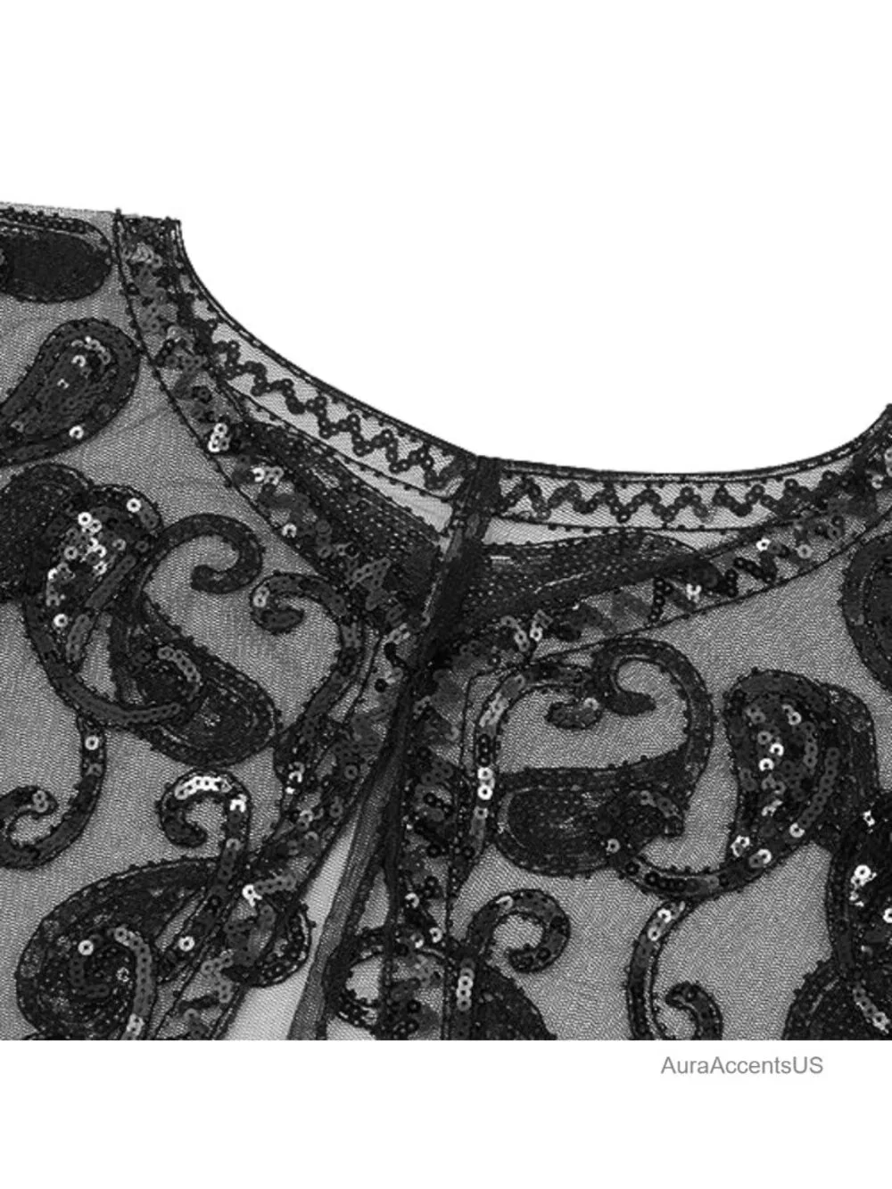 Sequin Beaded 1920s Flapper Shawl Wrap Evening Party Cape Mesh